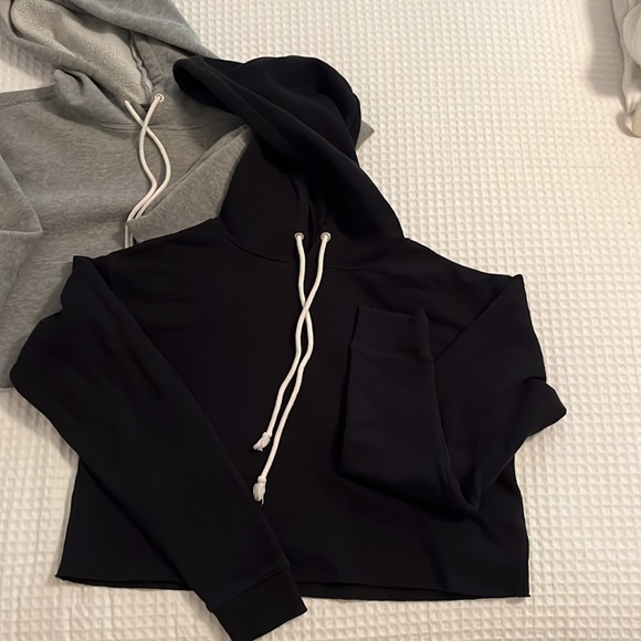 2 CROP Hoodie Sweatshirts Black & Gray - Picture 9 of 9